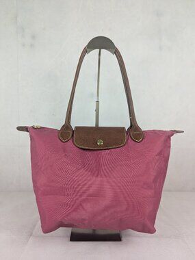 Authentic Longchamp Le Pliage Nylon Leather Tote Bag Pink - Preowned Nice